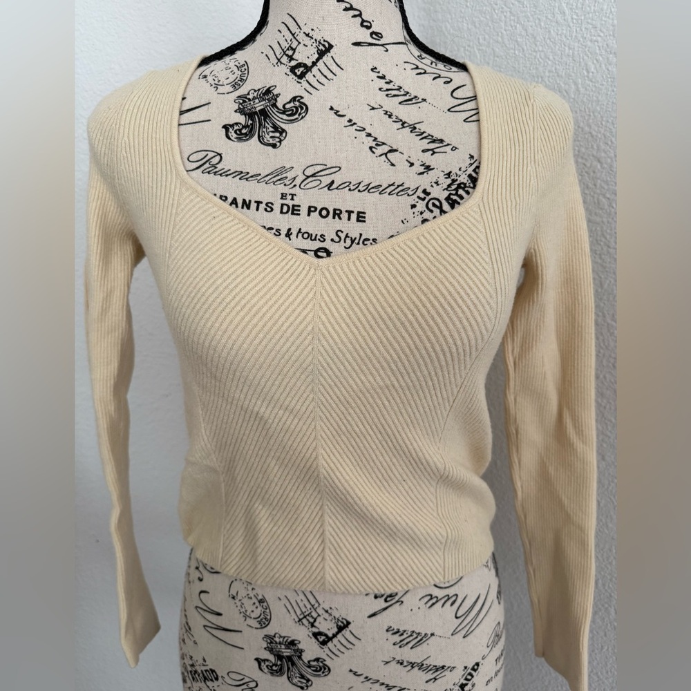 Abercrombie & Fitch Beige Ribbed Knit Top